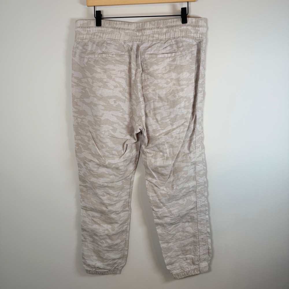 Athleta Cabo Tide Linen Jogger Pants Women's 12 Camo Zipper Pockets Drawstring - Picture 4 of 6